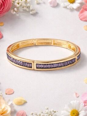 1 day Special Park Lane Purple Baguette Lush Bangle Stretch Bracelet